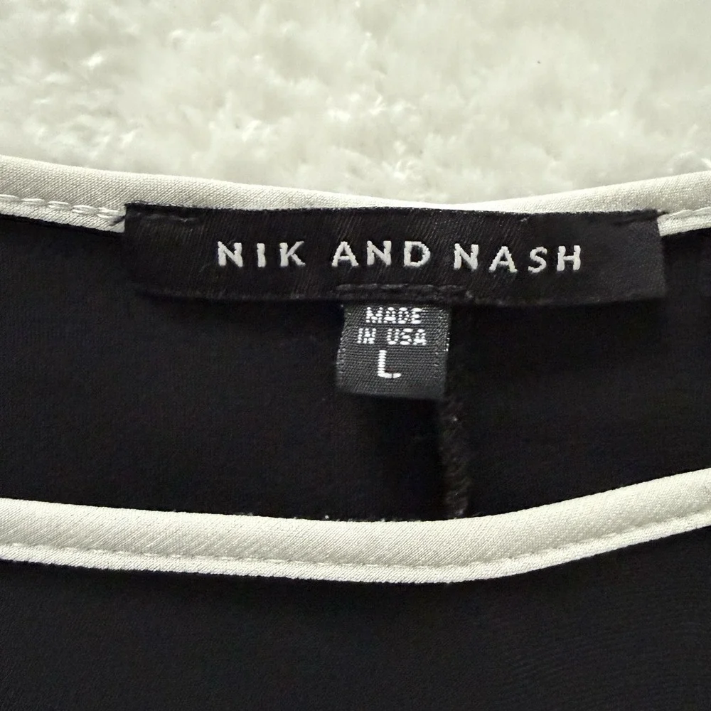 Black Dress Nik and‎ Nash Sheath Women's Large Round Neck Bell Sleeve Preppy